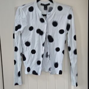 Marc Jacobs White and Black Polka Dot Cardigan